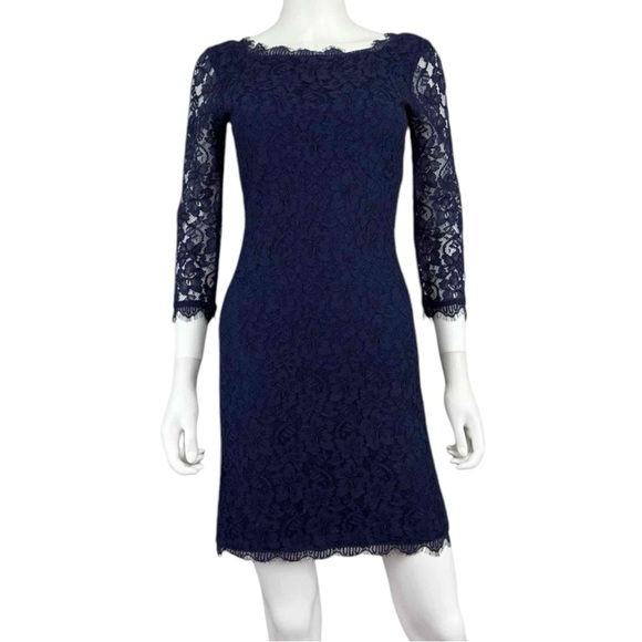 Diane von Furstenberg Navy Lace Dress Size 2 I0626